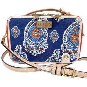 Spartina 449 Colette Crossbody Bag w/MBD Initials Blue Orange Paisley Print